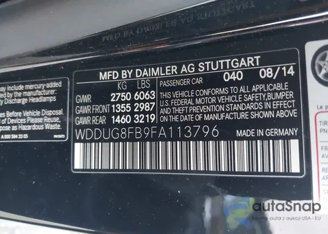 2015 Mercedes-Benz S 550 4Matic from USA, damaged, VIN WDDUG8FB9FA113796